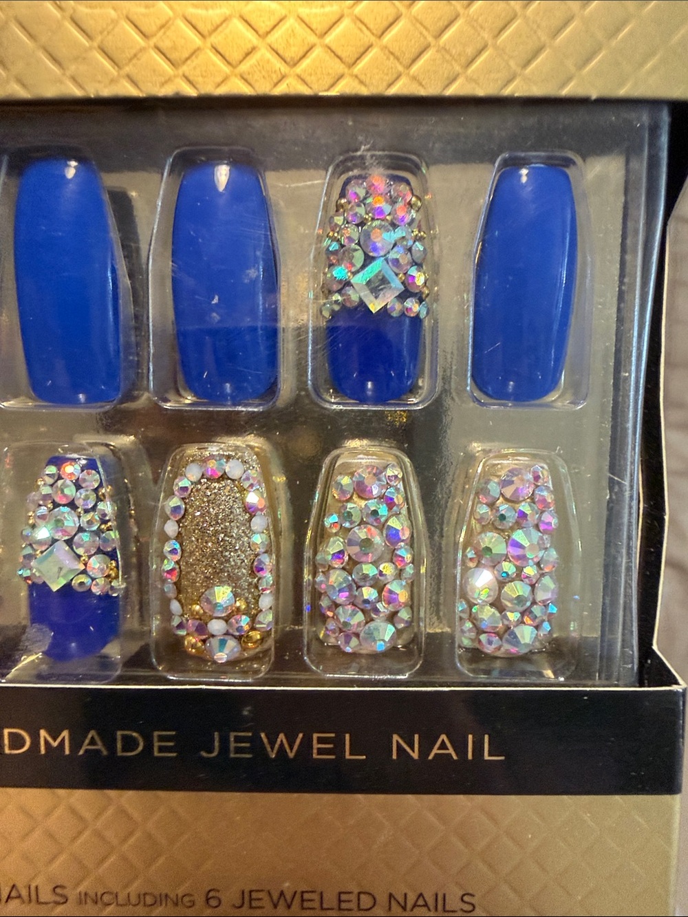 KISS Blue and Gold Handmade Jewel Press-On Nails - Picture 6 of 6